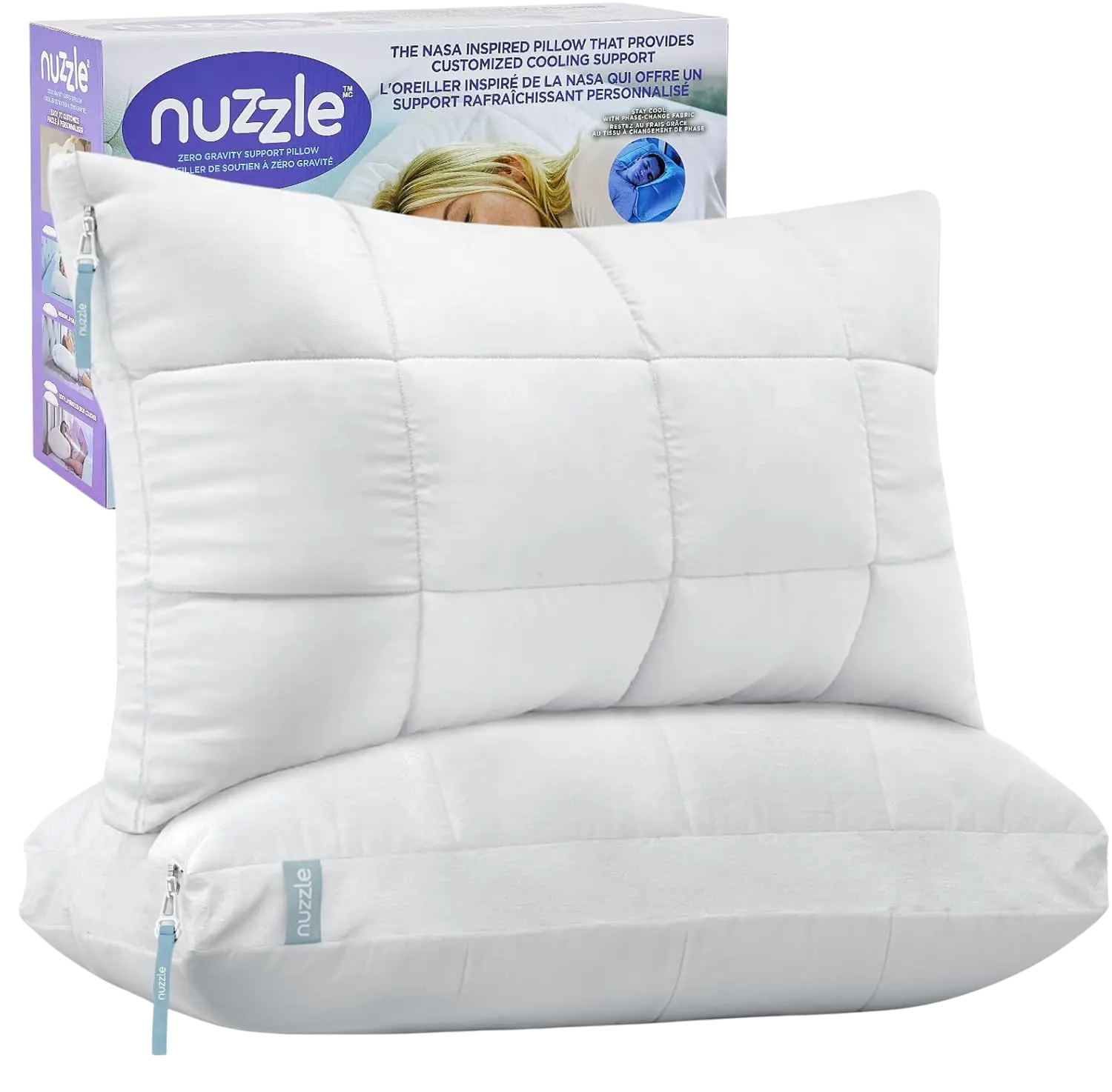 Nuzzle Pillows Standard Size Set of 2 Cooling Adjustable Pillows